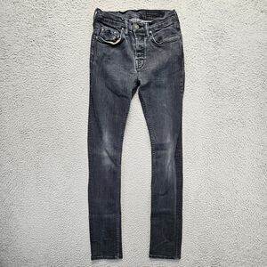 Allsaints Cigarette‎ Jeans Womens Size 28 Black Denim Skinny Button Fly